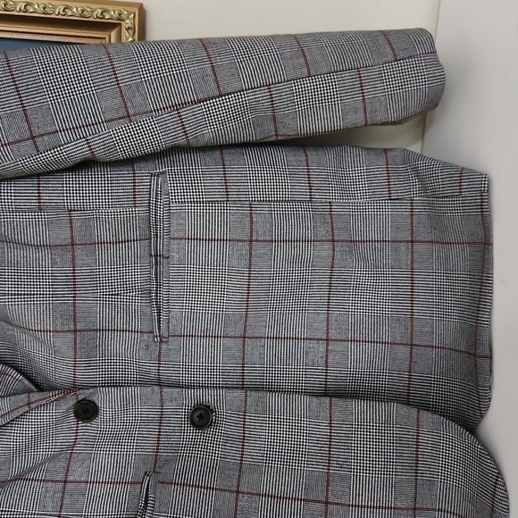 Double Button Blazer Size Medium Career Contemporary Preppy Plaid Glam Formal - Picture 3 of 9